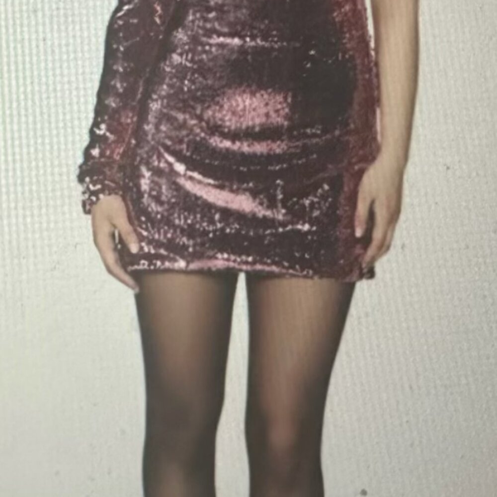 Radiant Glamour: Bardot Sequin One Shoulder Mini Dress in Lili Pink, Size 12